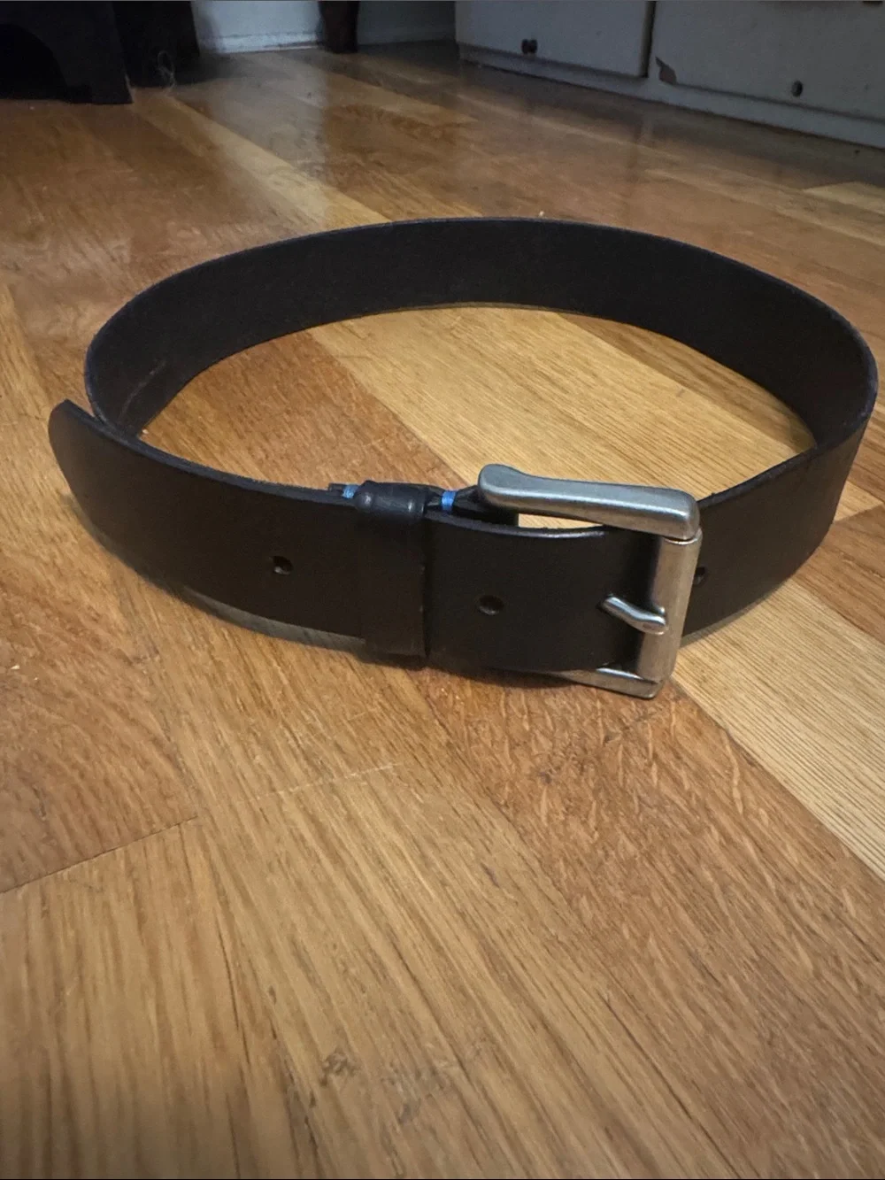 GAP Men's Black Leather Belt with Silver Buckle